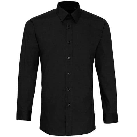 Premier 'Colours' Poplin Fitted Long Sleeve Shirt — workwear printing Richmond