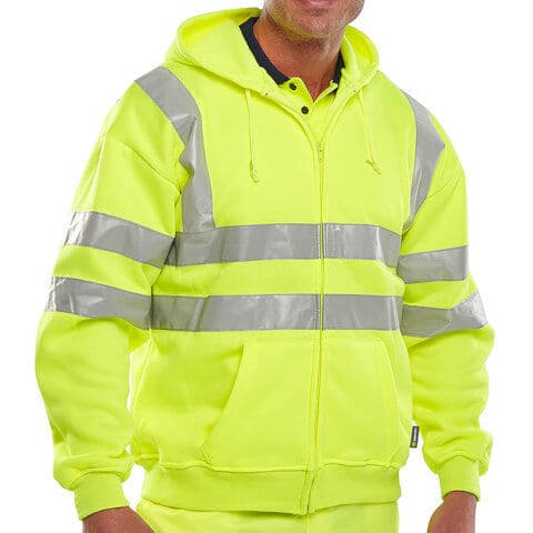 Beeswift Hi-Vis Essential Zipped Hoodie — workwear printing Richmond