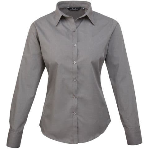 Premier Ladies Long Sleeve Poplin Blouse — workwear printing Richmond