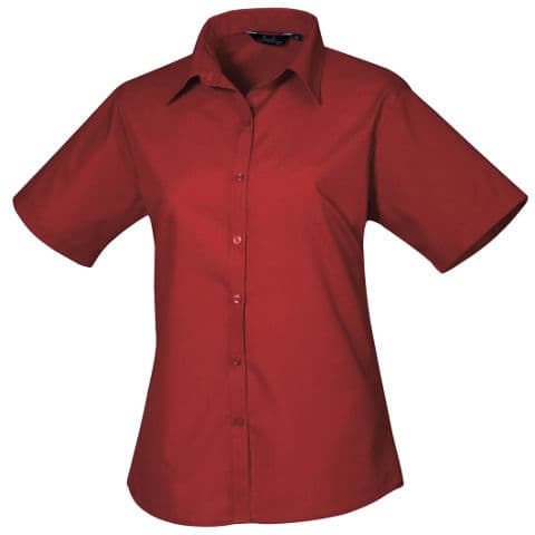 Premier Women's Short Sleeve Poplin Blouse — workwear printing Richmond
