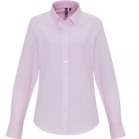 Premier Women's Cotton-Rich Oxford Stripes Blouse — workwear printing Richmond