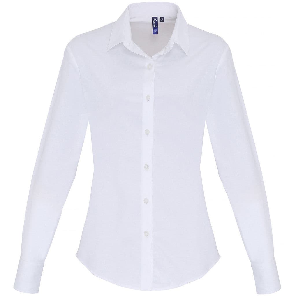 Premier Women's Stretch Fit Cotton Poplin Long Sleeve Blouse — workwear printing Richmond
