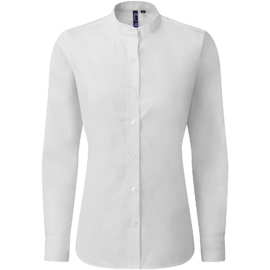 Premier Women's Banded Collar Grandad Shirt — workwear printing Richmond