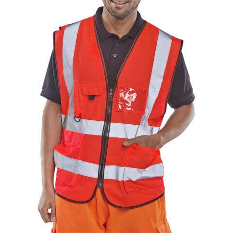 Beeswift Hi-Vis Executive Red Vest — workwear printing Richmond