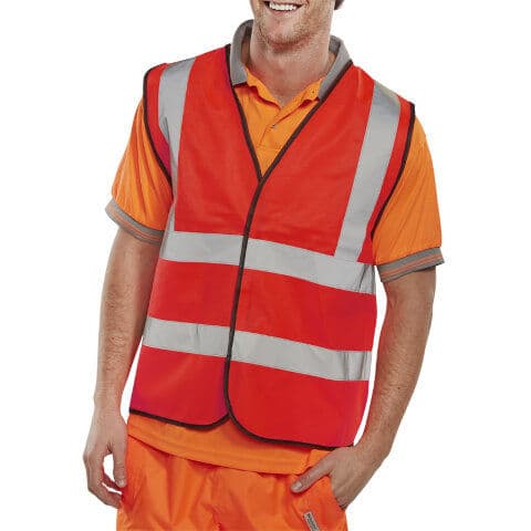 Beeswift Hi-Vis EN ISO 20471 Red Vest — workwear printing Richmond